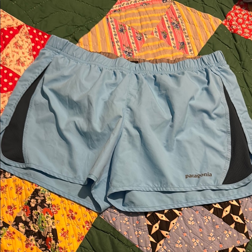 Patagonia Blue and Black Athletic Shorts Lightweight Performance